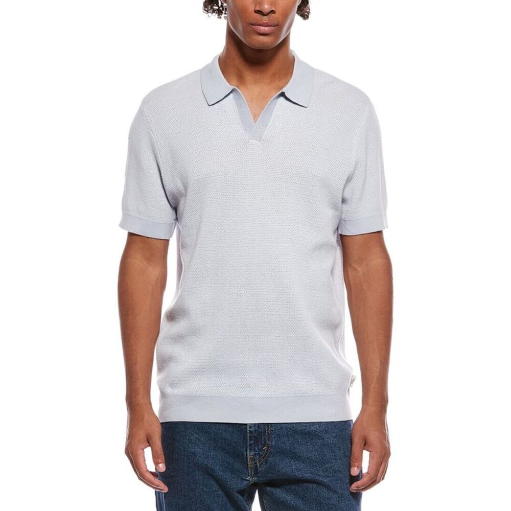 Onia Mens  Textured Johnny Collar Polo Shirt, White